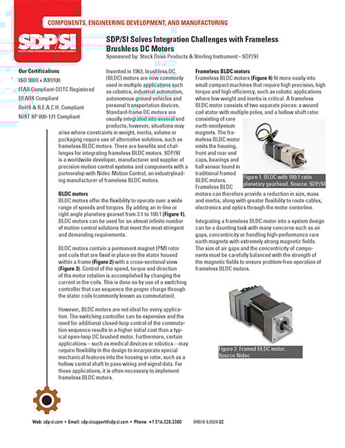 Frameless Brushless DC Motors